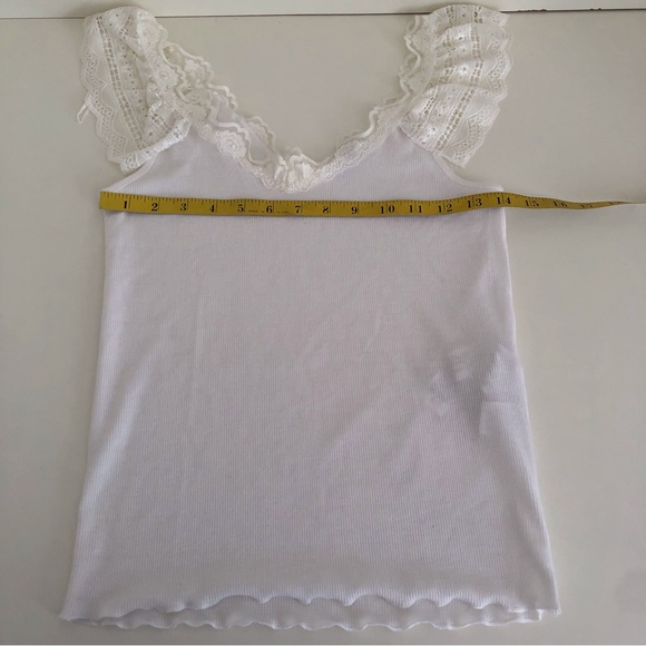🎀 5/$25 Zara white lace trim rib knit top sz S - Picture 11 of 12